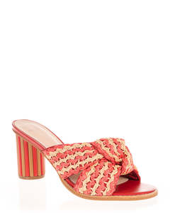 Faccine 10168 Red/Natural Leather Textile Summer Heel