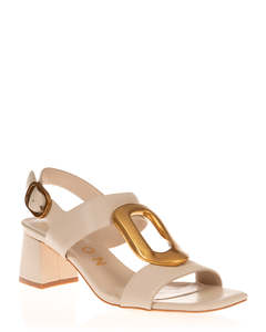 Mid Heels: Elyson Voyage Vanilla Leather Summer Heel