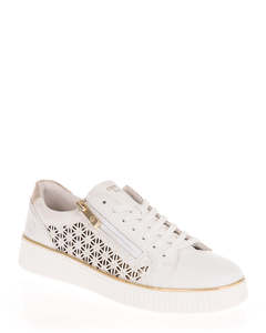 Low Back Sneakers: Remonte D2E03/80 White Leather Lightweight Sneaker