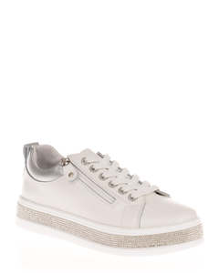 Just Bee Cindy White Leather Comfort Sneaker