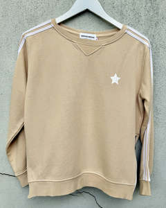 Sophie Moran Beige & White Arm Stripe Sweatshirt