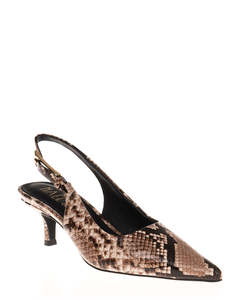 Hael & Jax Gracious Neutral Snake Print Leather Slingback Court Shoe