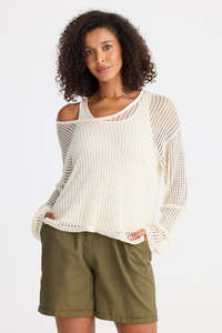 Blousers Tops: Shanty SH25116-1 Pontif Knit Set Natural