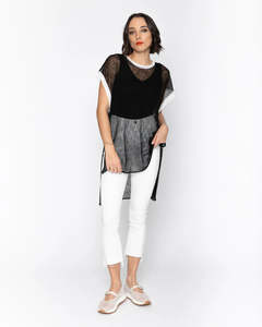Blousers Tops: Blacklist Lorenza Tunic Black/White Trim