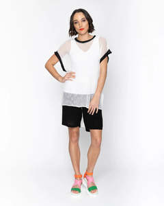 Blousers Tops: Blacklist Lorenza Tunic White/Black Trim