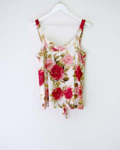 Haris Cotton 1054R Loose Fit Top Red Roses