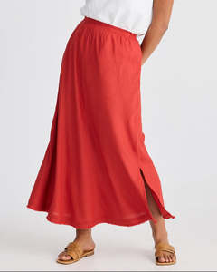 Skirts: Shanty Sicily SH25165-3 Skirt Cherry Linen Blend