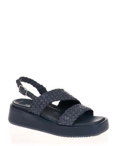 Sandals: Minx Braider French Navy Woven Leather Sandal
