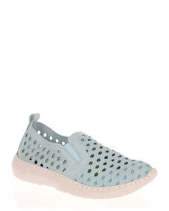 Low Back Sneakers: Plumaflex A03707 Celeste Slip On Casual