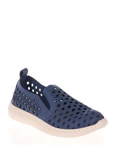 Low Back Sneakers: Plumaflex A03707 Navy Slip On Casual