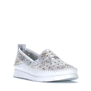 Summer: Cabello Clear White Print Leather Slip On Casual