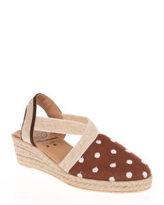 Sandals: Plumaflex R18021 Cobre Canvas Summer Wedge