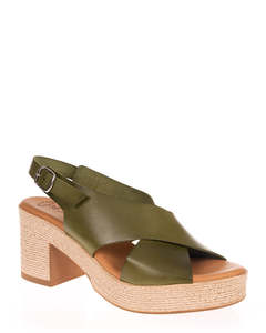 X Bonita 4314 Pistacho Leather Platform Heel Sandal