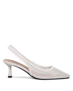 Mid Heels: Minx Mist White Mesh Slingback