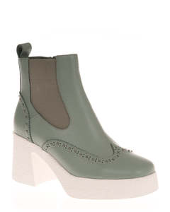 Ankle Boots: Minx Bonnie Sage Leather Ankle Boots