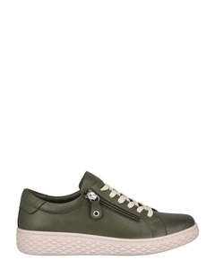 Low Back Sneakers: Cabello Life Style Rose in Khaki Leather Casual Sneaker