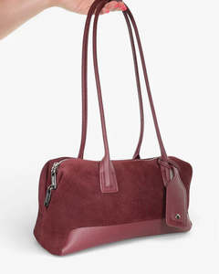 Minx Le Baguette Burgundy Suede & Nappa Leather Bag
