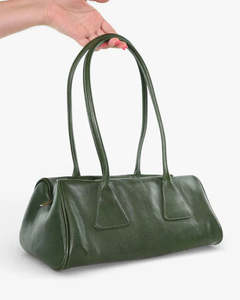 Minx Twin Peaks Khaki Leather Shoulder Bag
