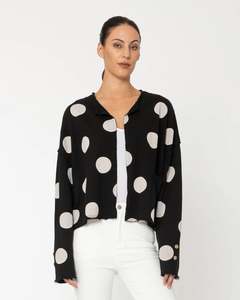 Two by Two Mire Cotton Cardigan Black Polka Dot