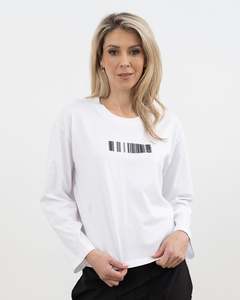 X.LAB Barcode Tee White/Black Print