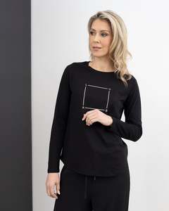 Blousers Tops: X.LAB X Box Tee Black/White Long Sleeved Tee