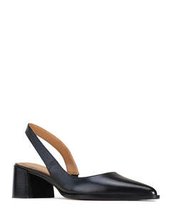 Mid Heels: EOS Aura Black Leather Classic Court