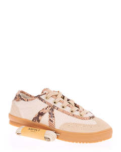Low Back Sneakers: ASFVLT Swing 74 Tan/Snake Leather Casual Sneaker
