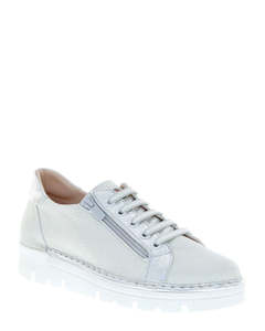 Low Back Sneakers: Jose Saenz 2001-BG-M Blanco-Plata Leather Sneaker