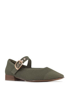 Los Cabos Lando Khaki Flat Mary Jane Shoe