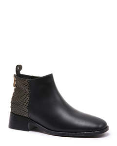Ankle Boots: Minx Pippity Pop Black Nappa Gold Emboss Ankle Boot