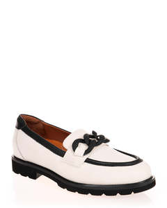 Chrissie Grady Pebbled Off White Leather Loafer