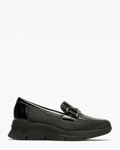 Pitillos 10914 Black Leather Wedge Loafer