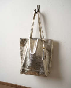 Desti Saint Italian Leather Shopper Bag Champagne