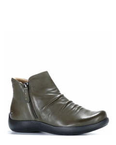 Ankle Boots: Revere Salzburg Olive Leather Wide Fit Ankle Boot