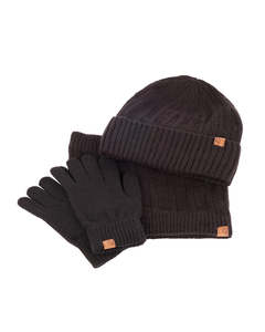 Pepe Moll 252851 Black Hat Gloves & Neck Cowl Set