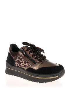 Plumaflex A40026N Black/Bronze Leather Combination Sneaker
