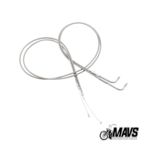 Mavs Parts: 130cm Steel Braided Throttle Cables - Harley FLH 96-07 FXD FLST FXST 1996-2010