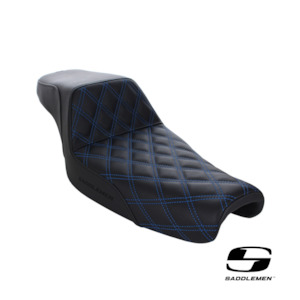 Saddlemen Step-Up LS Dual Seat With Blue Double Diamond Lattice Stitch. Fits Spo&hellip;