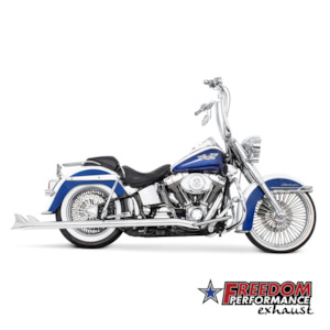 Freedom 39in. True Dual SharkTail Exhaust – Chrome. Fits Softail 1997-2017.