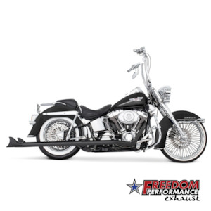 Freedom 39in. True Dual SharkTail Exhaust – Black. Fits Softail 2007-2017.