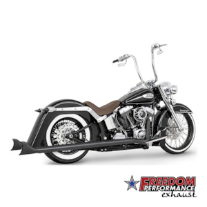 Freedom 36in. True Dual SharkTail Exhaust – Black. Fits Softail 2007-2017.