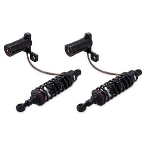 Shocks: PROGRESSIVE SUSPENSION 990 SERIES 13 INCH HEAVY DUTY SHOCKS WITH RESERVOIR IN BLACK FINISH FOR HARLEY DAVIDSON 1999-2022 TOURING (EXCLUDING FL TRIKE) MODELS