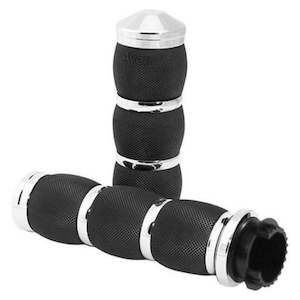 AVON GRIPS AIR CUSHIONED GRIPS IN CHROME FINISH FOR METRIC TOURING MOTORCYCLES