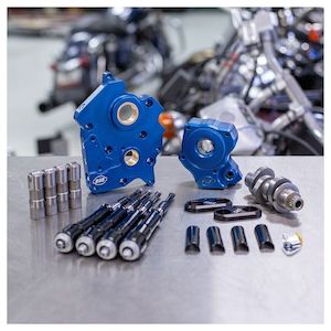 Camshafts: 310-1008B CHAIN DRIVE 475C CAM CHEST KIT WITH BLACK PUSHROD TUBES FOR WATER COOLED 2017-UP M8 MODELS