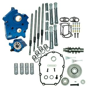 Camshafts: 310-1005A GEAR DRIVE 465G CAM CHEST KIT WITH CHROME PUSHROD TUBES FOR OIL COOLED 2017-UP M8 MODELS