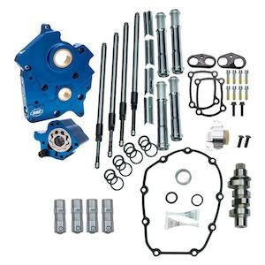 Camshafts: CHAIN DRIVE 475C CAM CHEST KIT WITH CHROME PUSHROD TUBES FOR OIL COOLED 2017-UP M8 MODELS