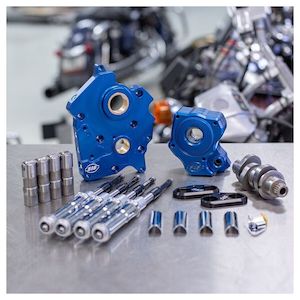 Camshafts: 310-1003B CHAIN DRIVE 465C CAM CHEST KIT WITH CHROME PUSHROD TUBES FOR OIL COOLED 2017-UP M8 MODELS