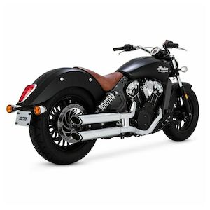 Mufflers: V18623 CHROME TWIN SLASH 3" SLIP-ON MUFFLERS FOR INDIAN SCOUT 15-21