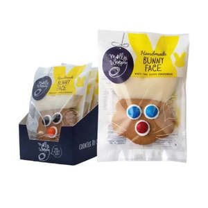 Up To 50: Molly Woppy Bunny Face White Choc Topped Gingerbread Easter Cookie