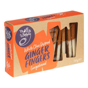 Up To 50: Gingerbread White Choc Dipped Ginger Fingers Artisan Cookies